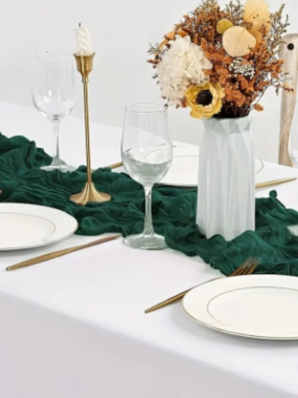 Dark Green Cheese Cloth Tablecloth for Events and Weddings! 35x120 Inch | 12 pk